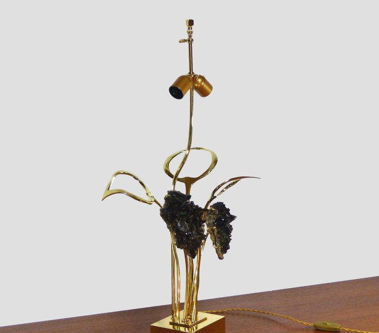 WILLY DARO BRASS AND BLACK QUARTZ LAMP